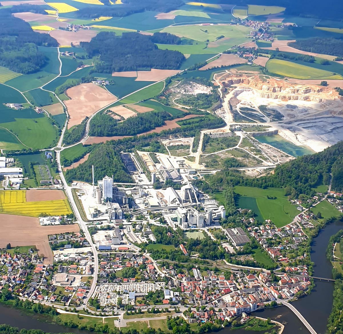 Aerial view of a cement plant